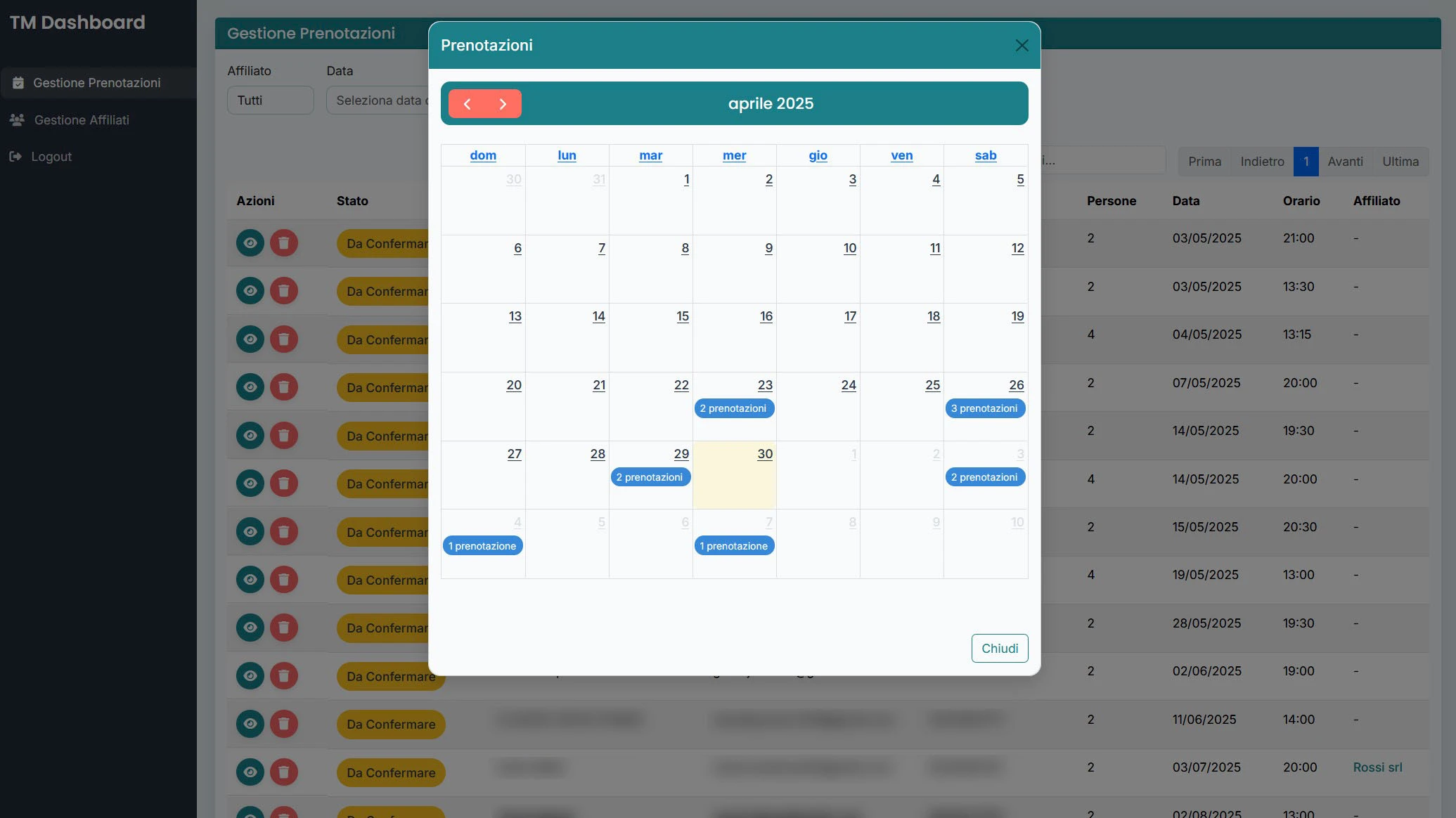Prenotazione tavoli smart